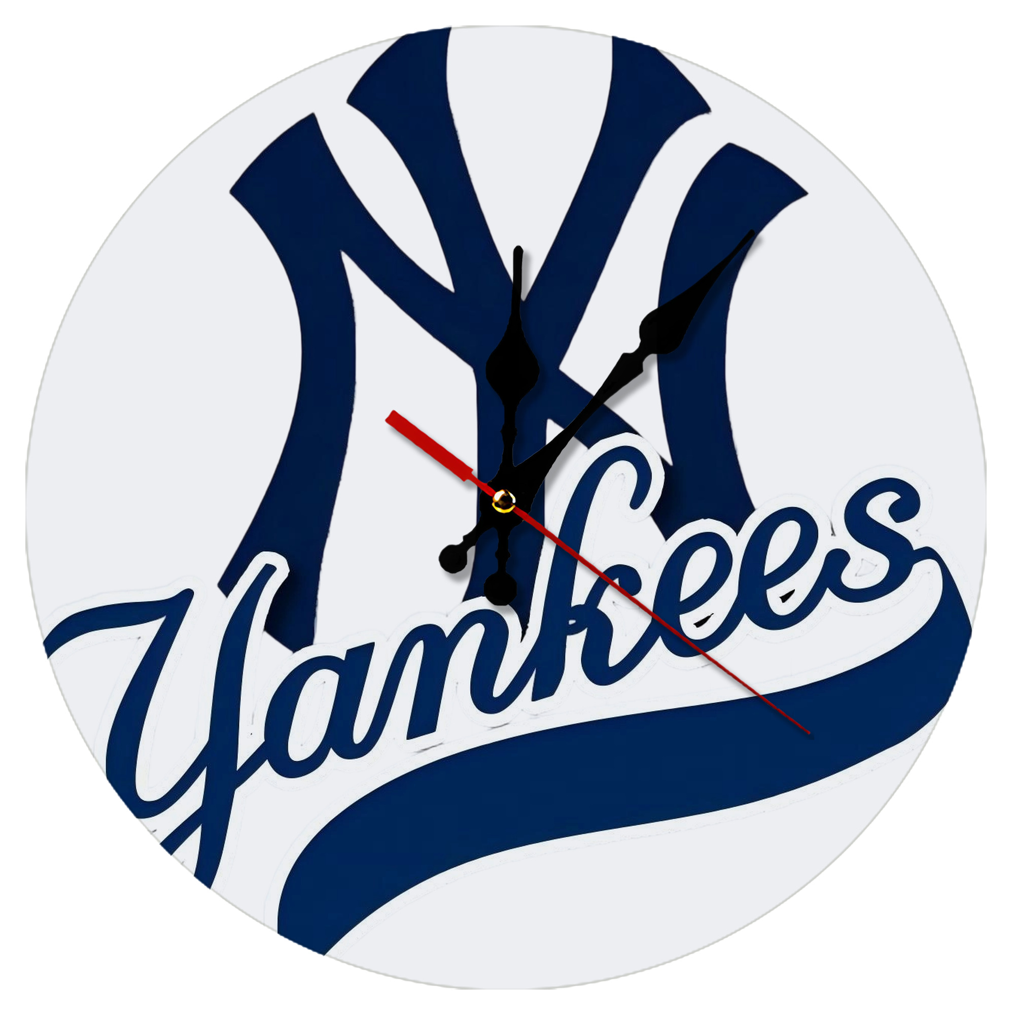 New York Yankees Blue Logo Silent Round Wall Clock – Modern & Stylish DIY Design, Durable Wood Construction, Easy To Install – Perfect For Office, Bedroom, Living Room, And More